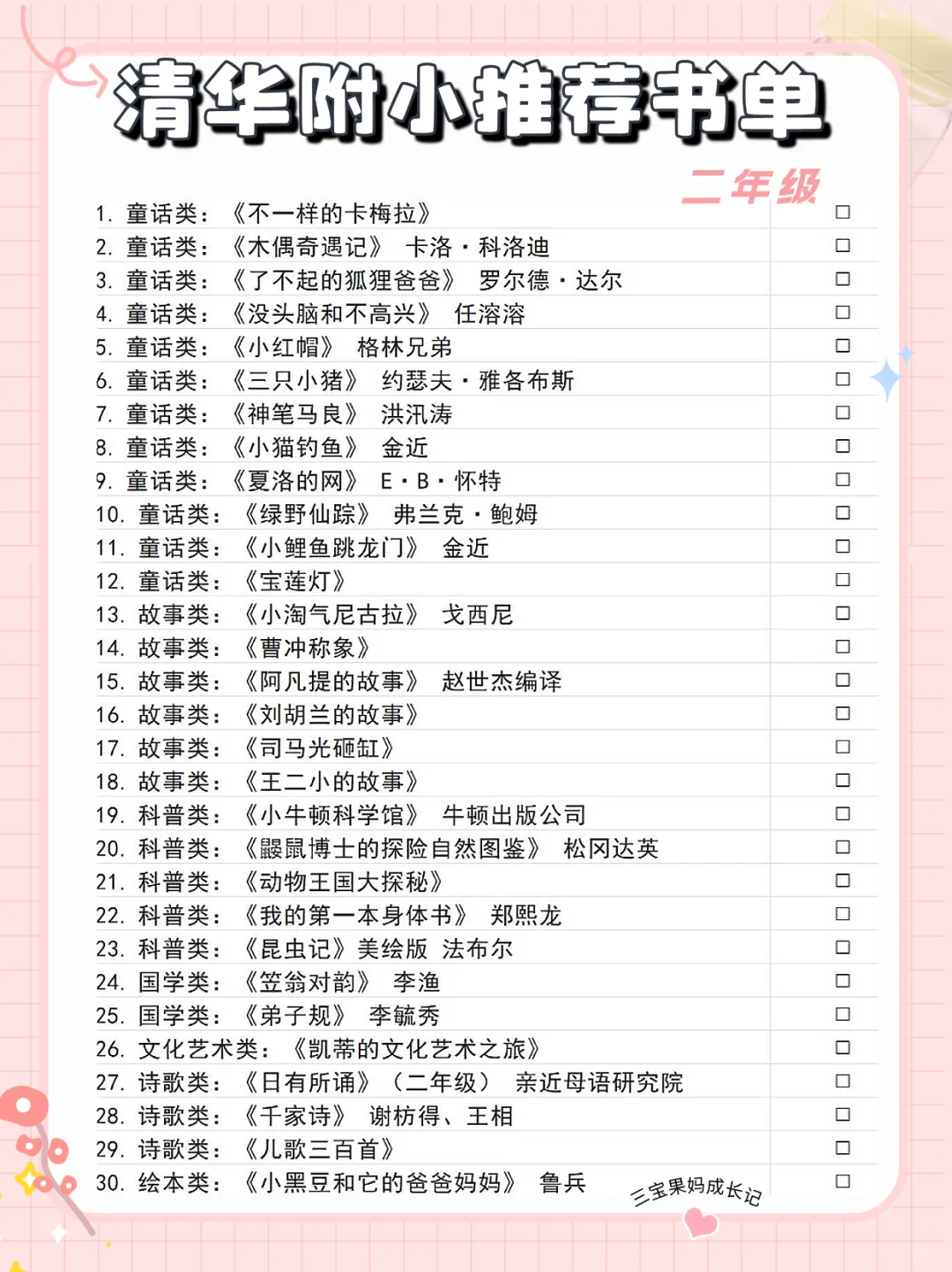 清华附小推荐书单曝光！二胎妈熬夜整理1-6