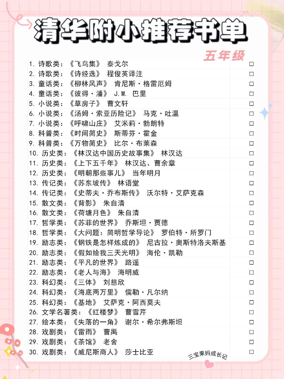 清华附小推荐书单曝光！二胎妈熬夜整理1-6