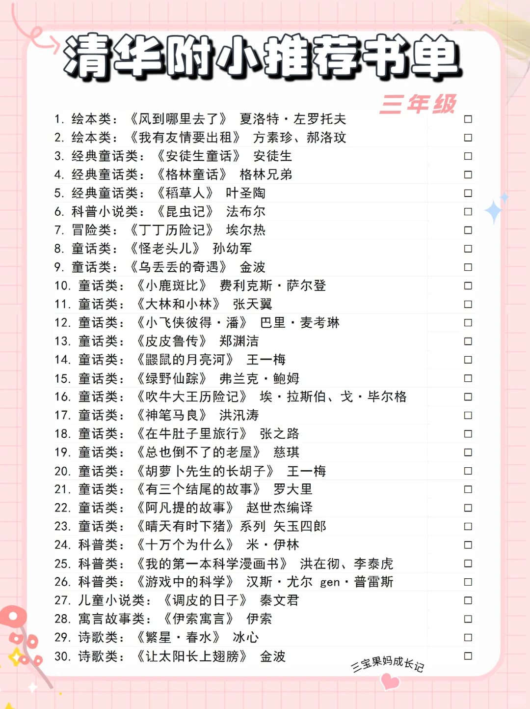 清华附小推荐书单曝光！二胎妈熬夜整理1-6