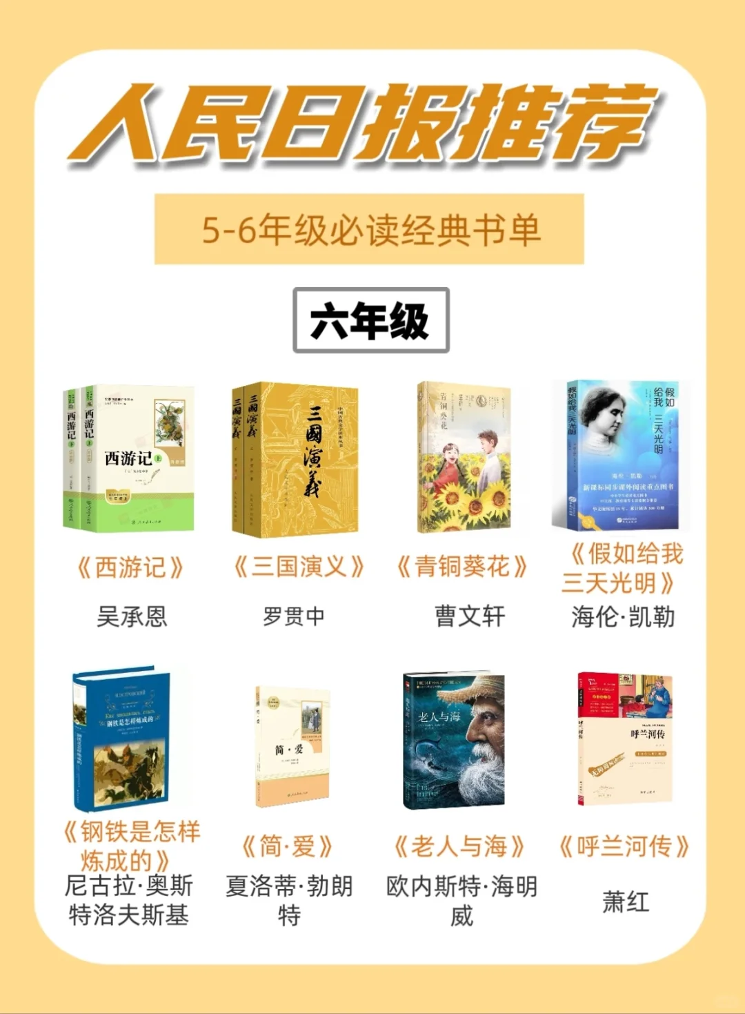 人民日报推荐❗️5-6年级经典必读书单