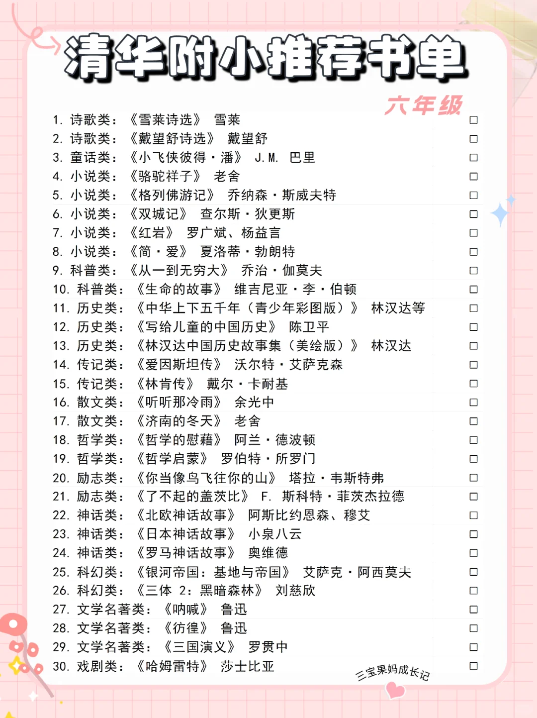 清华附小推荐书单曝光！二胎妈熬夜整理1-6