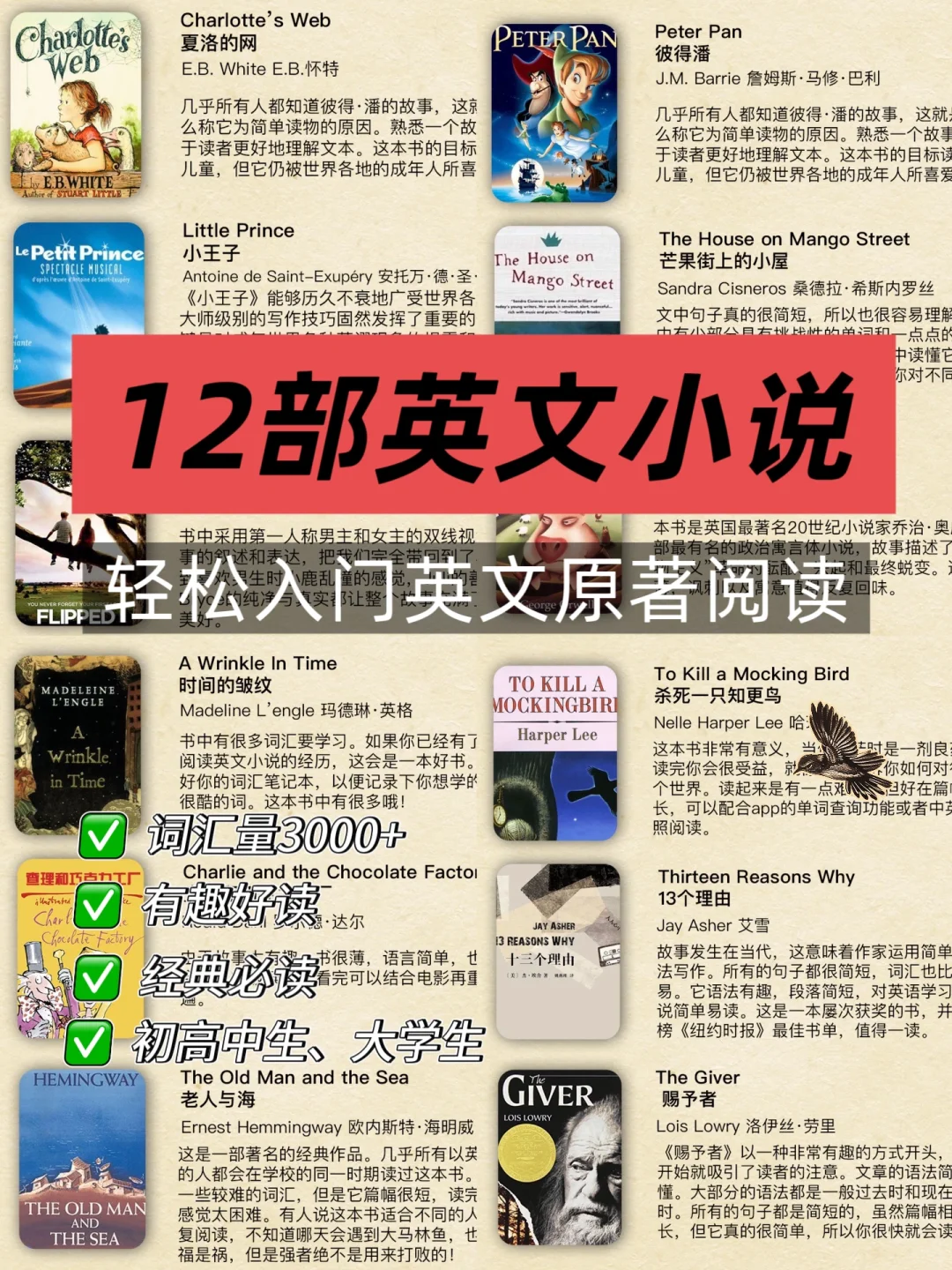 超好读的12部英语文学经典✔