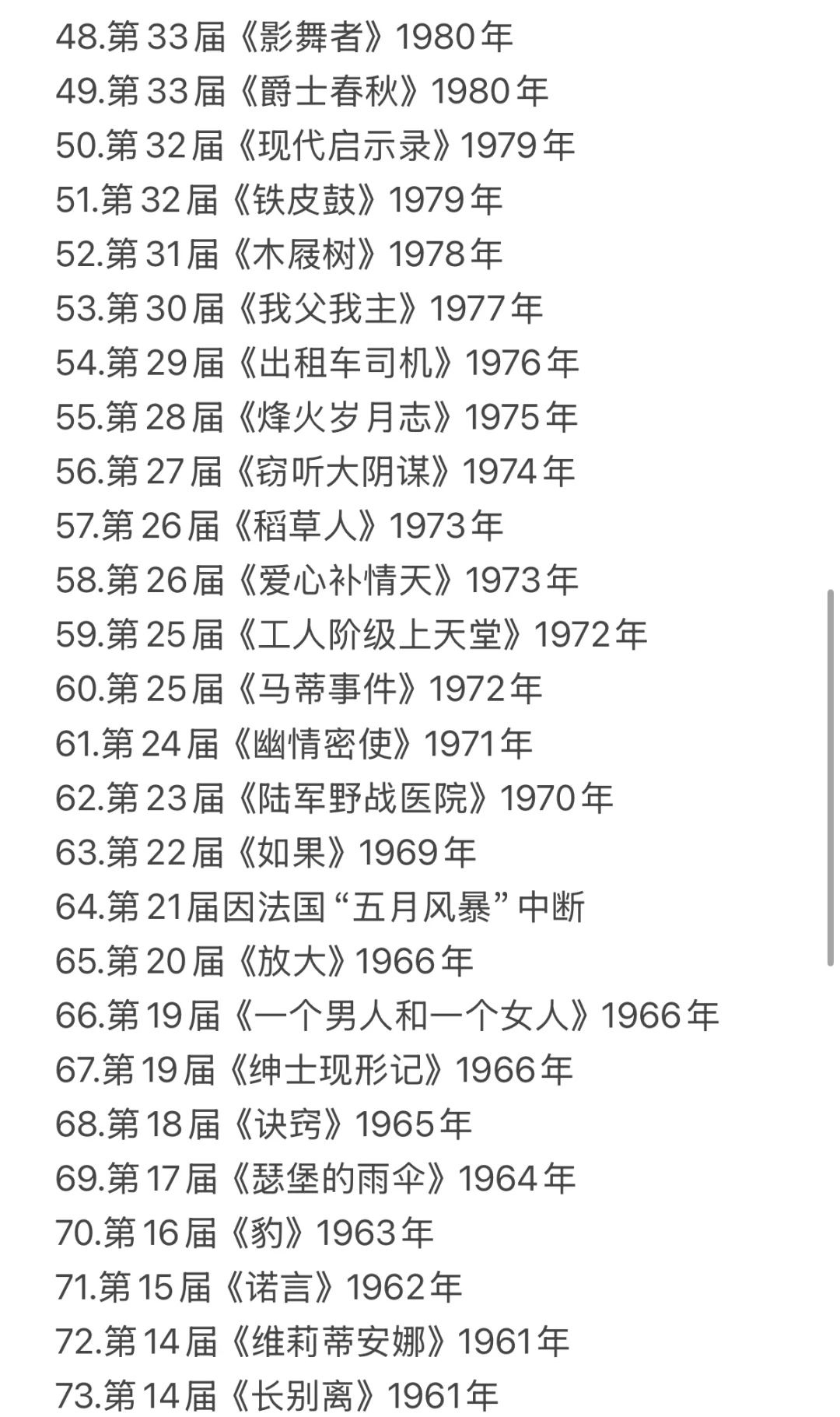101部戛纳获奖电影合集🎬