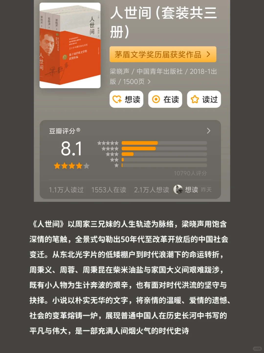 矛盾文学获奖评分蕞高的十本书