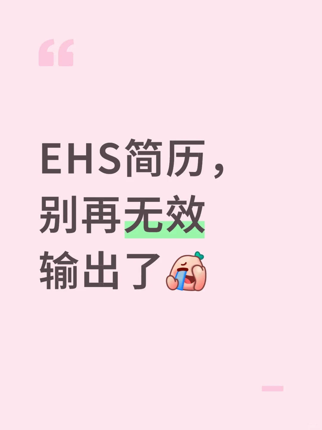 EHS简历，别再无效输出了