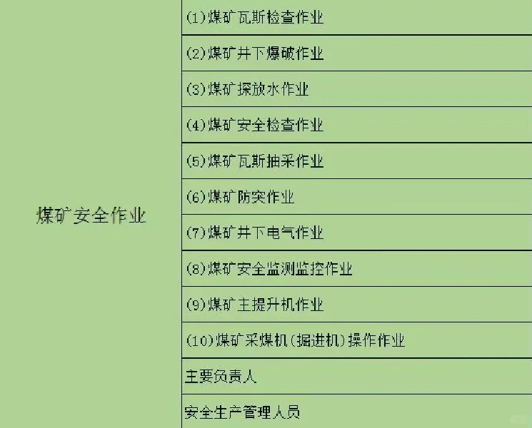 应急管理厅煤矿特殊工种