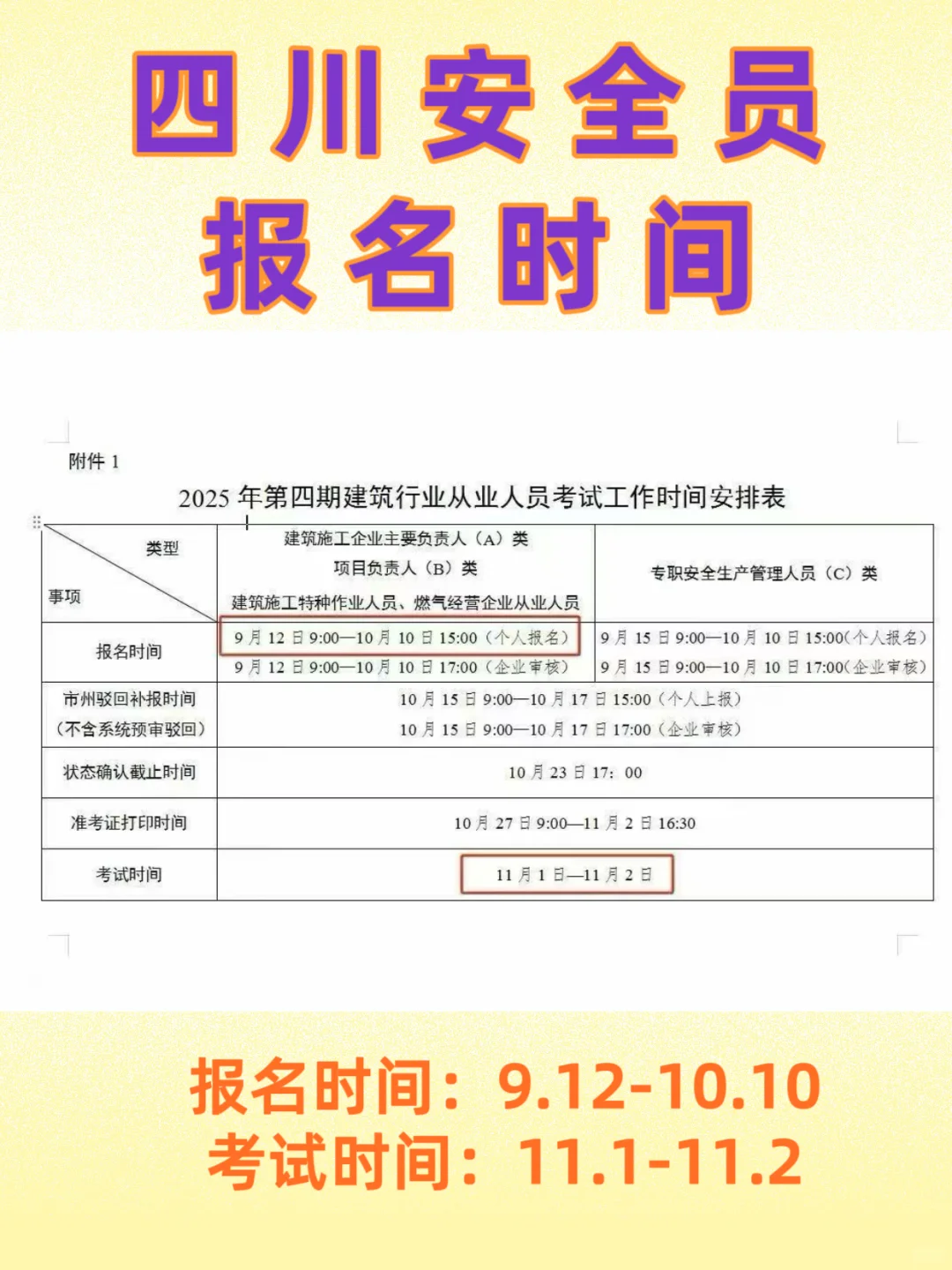 四川住建厅专业安全员A/B/C1/C2报名须知！