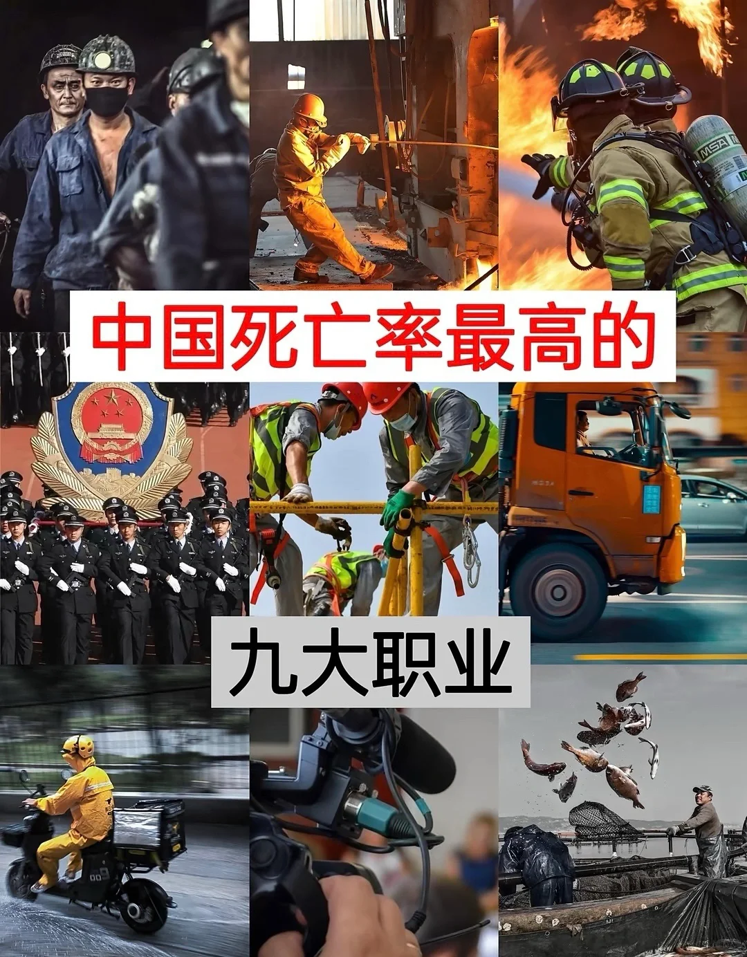 中国4️⃣亡率最高的九大职业