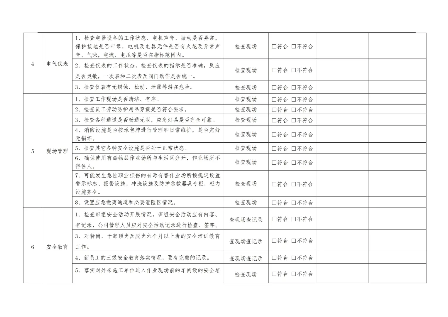 【检查表】复工安全检查表汇总(全套)