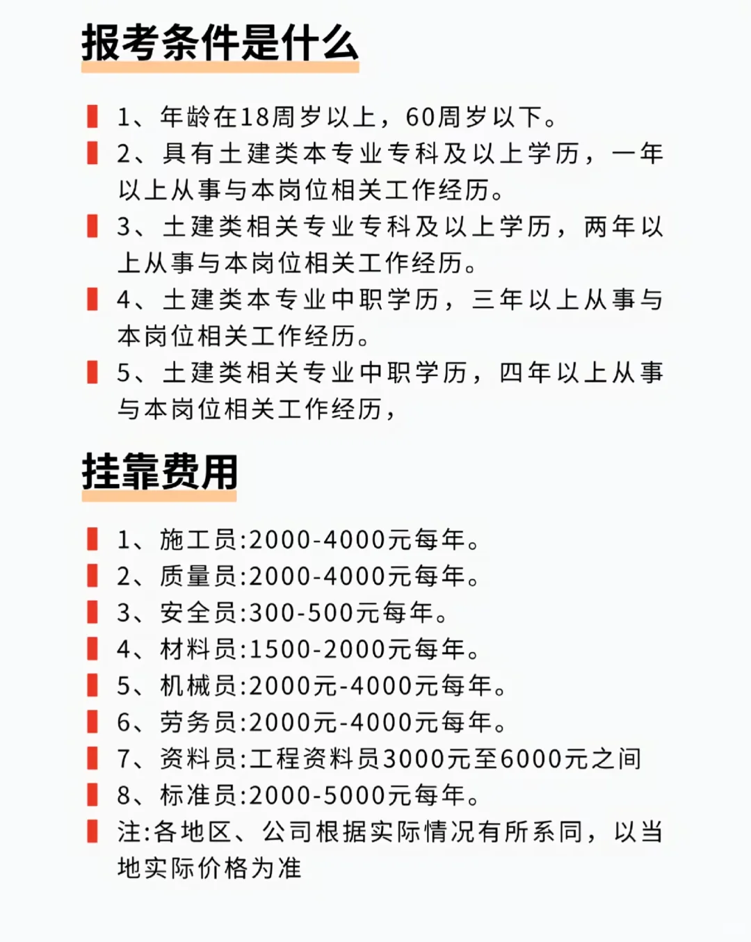 建筑八大员报考条件及费用，一篇全了解