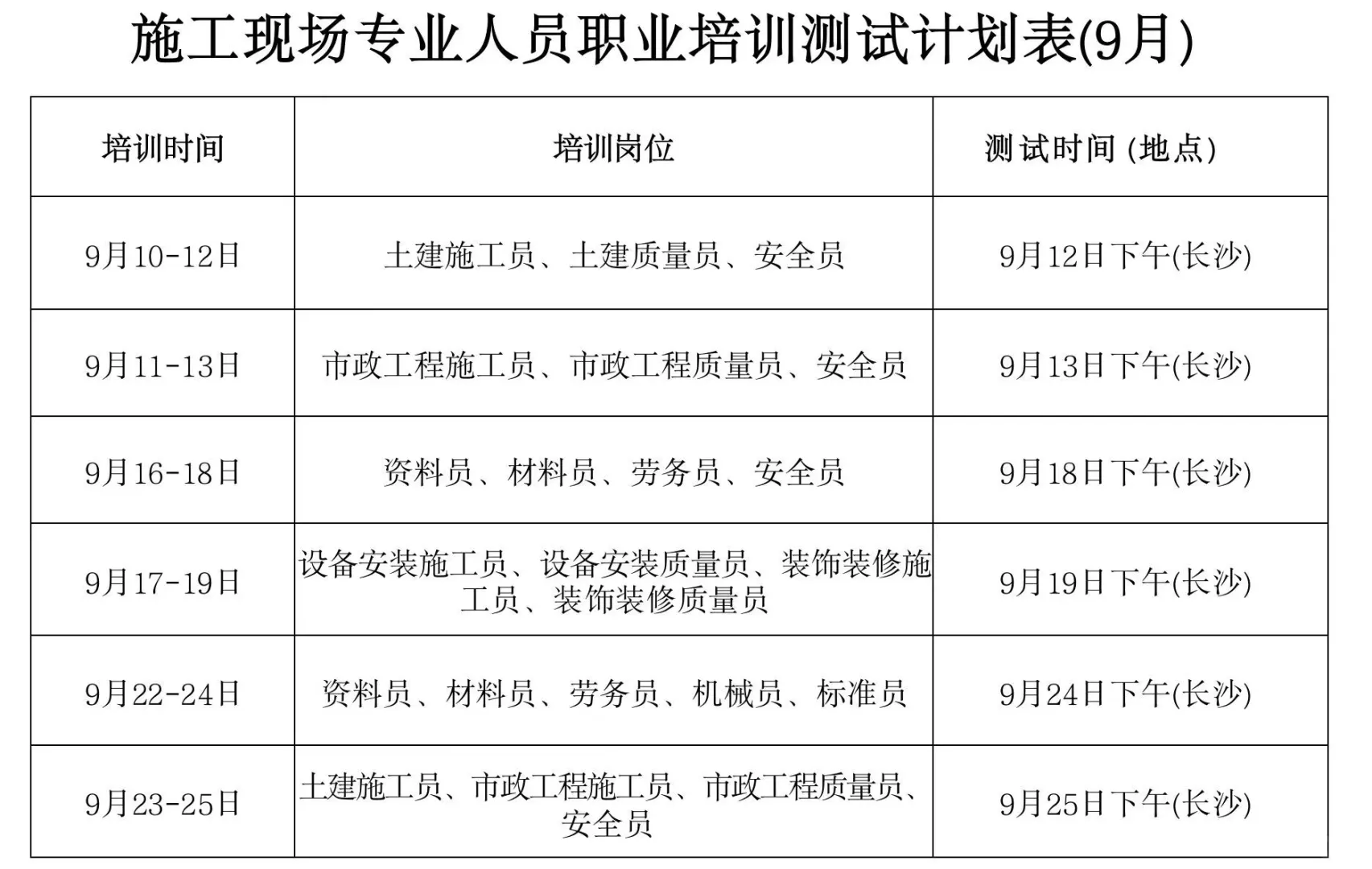 长沙9月八大员VIP班报名考试时间
