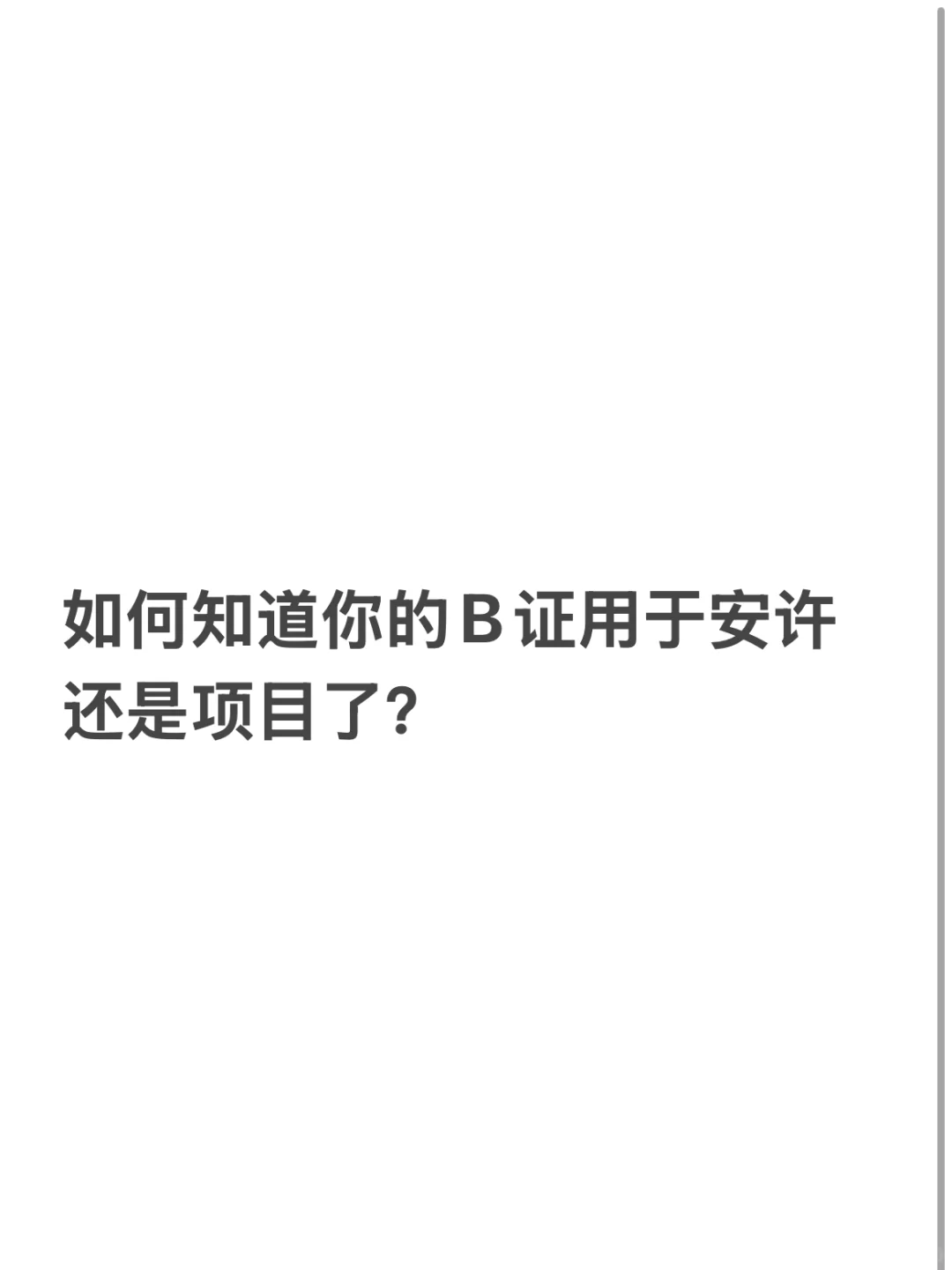 你的b证用于安许还是项目呢