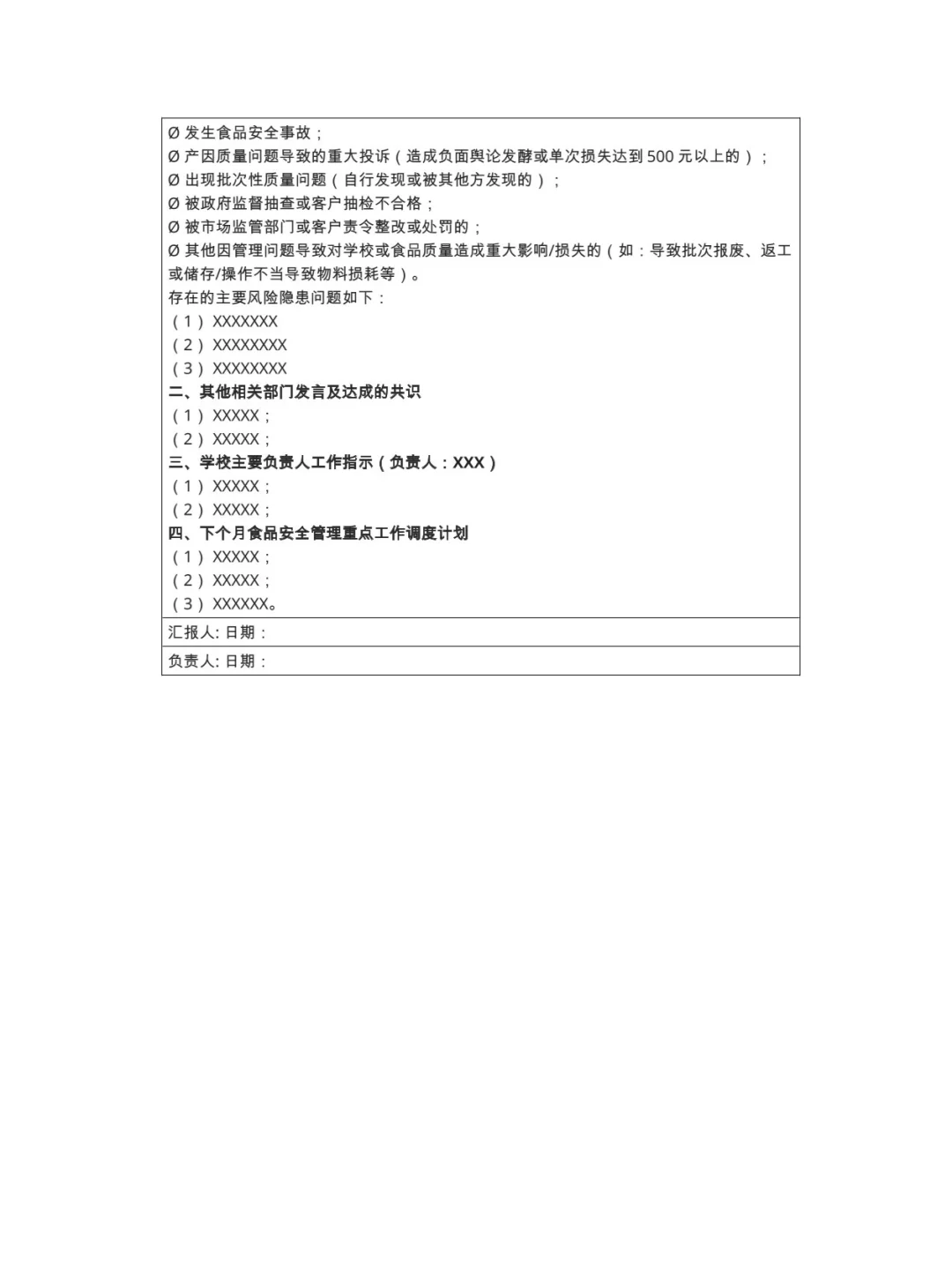 20xx年度食堂每日食品安全检查表