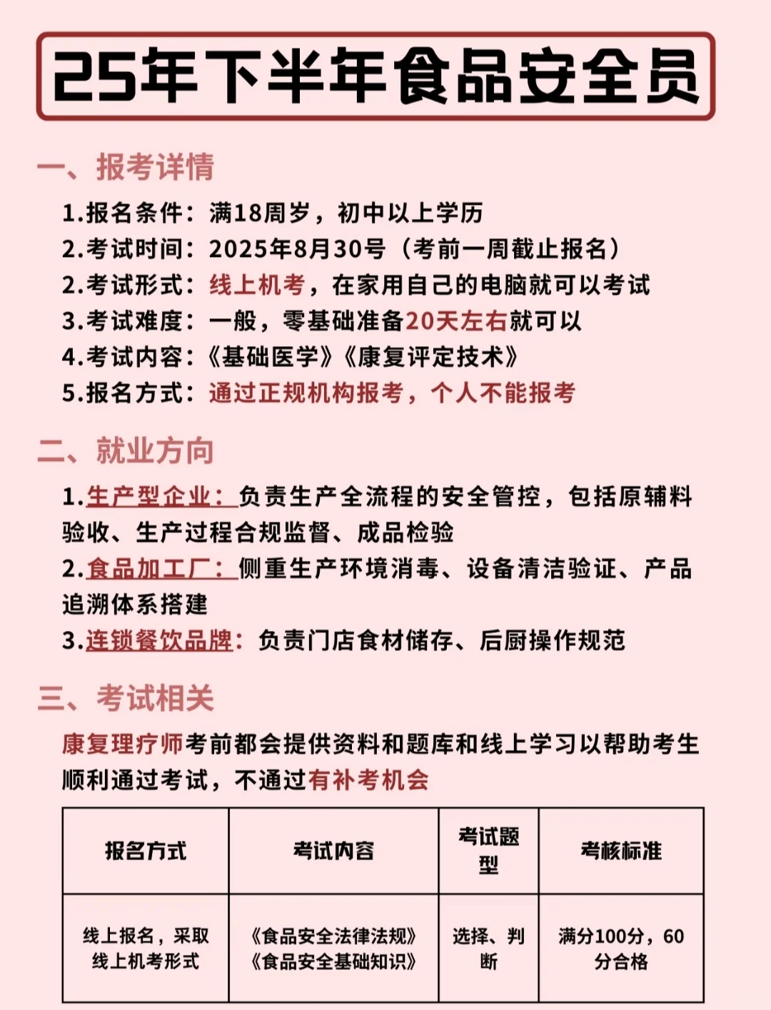 25年下半年食品安全员报考通知，不要错过