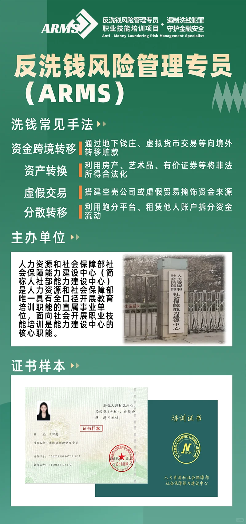反洗钱风险管理专员（ARMS）