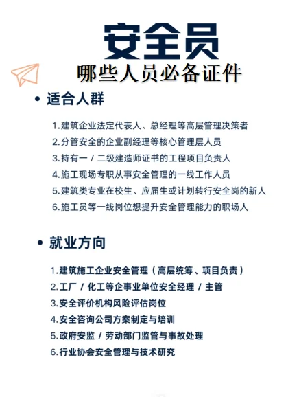 安全员证哪些人员的必备！