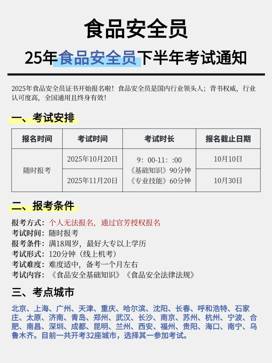 食品安全员考试不合格😰