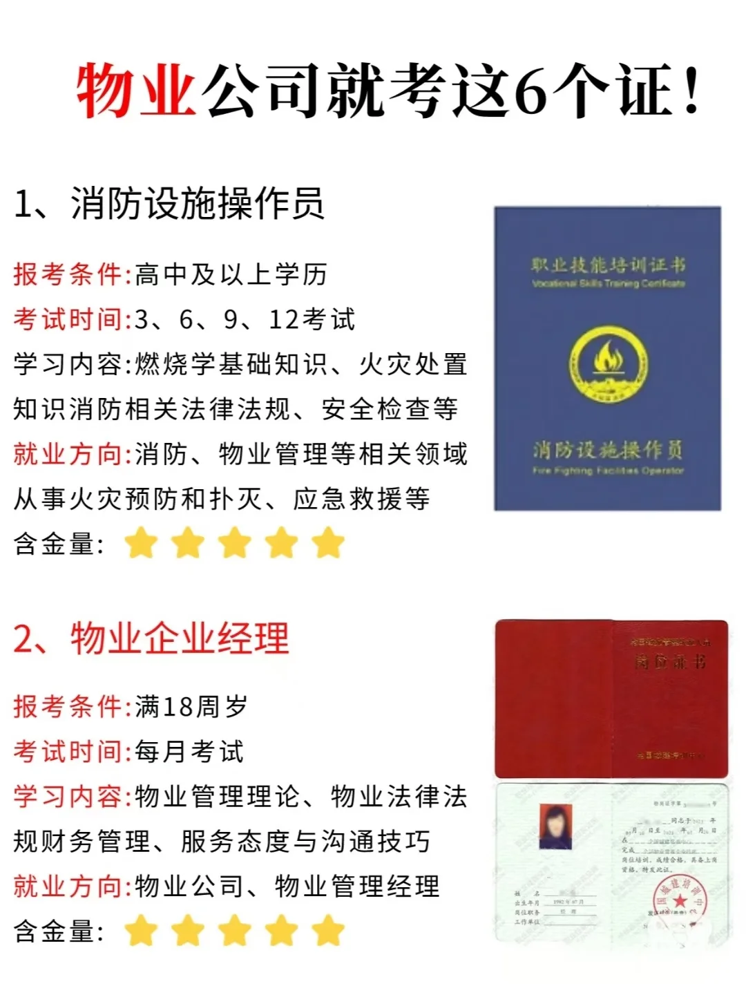 物业人员必备六本证书