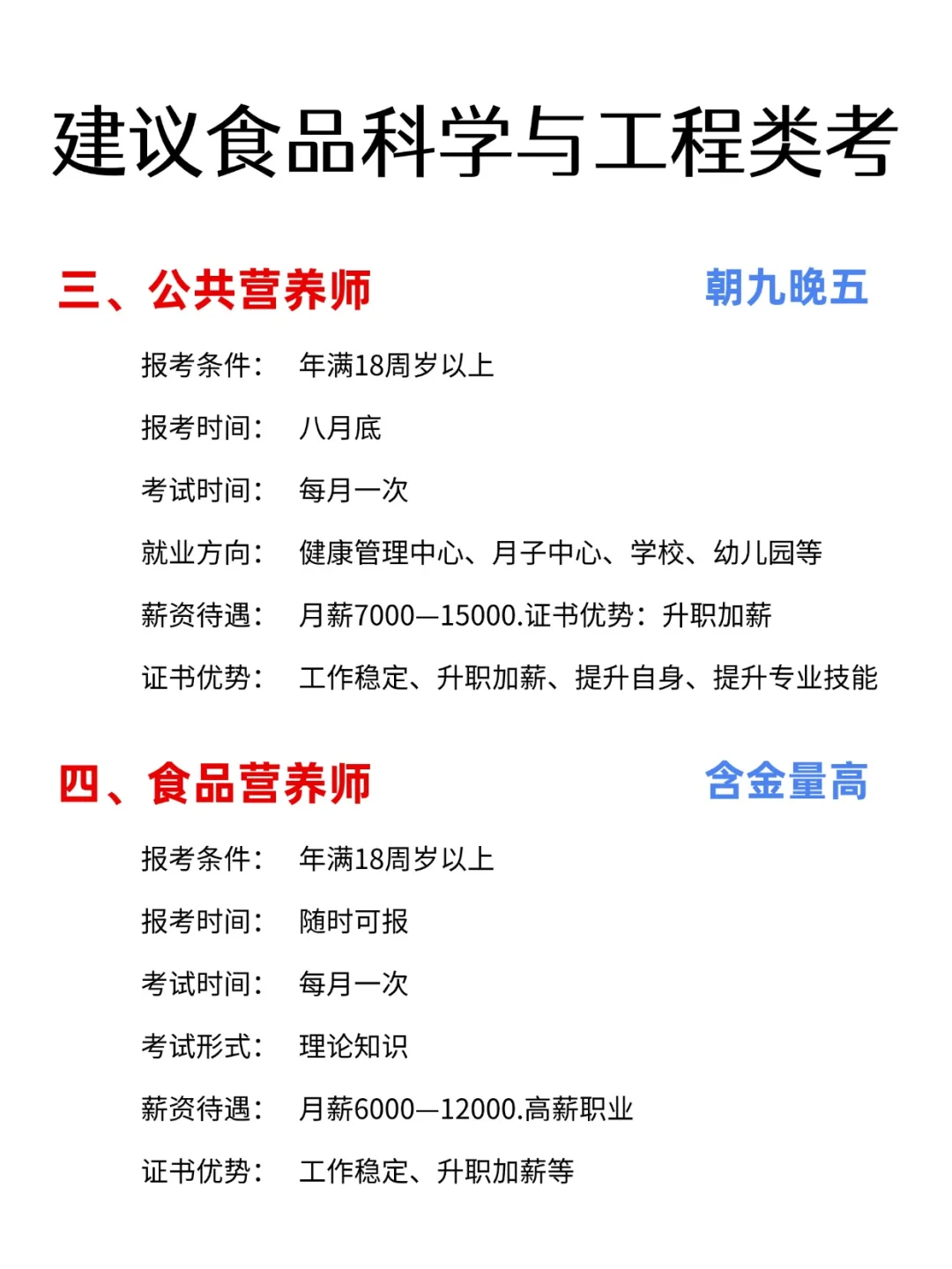 食品科学与工程类｜适合考的高含金量证书