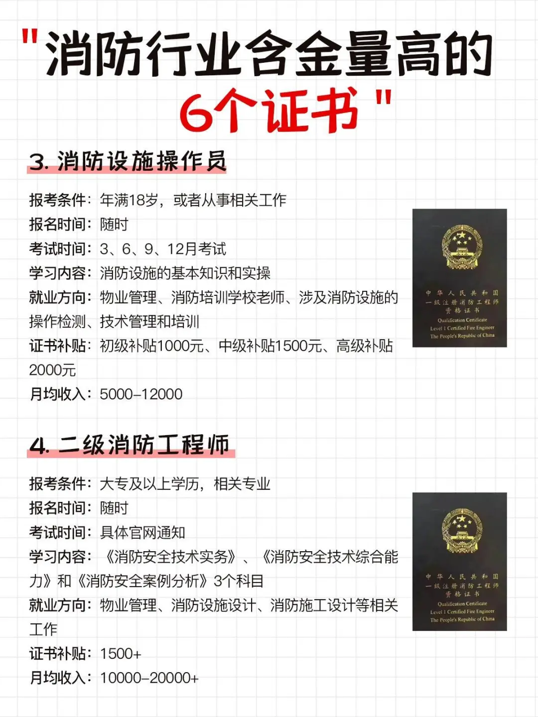 含金量高的证书💯消防行业值得考的6个证书！