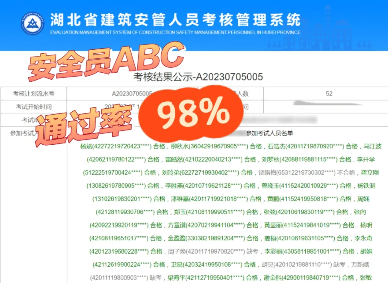 安全员考试去了就能过，通过率在这