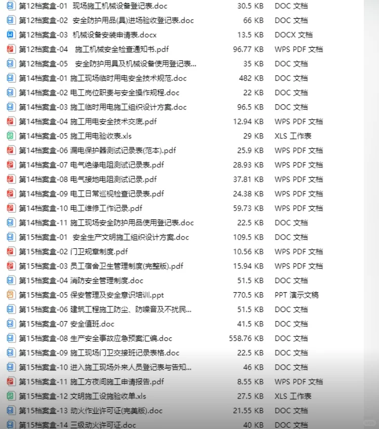 180个安全员必备资料表