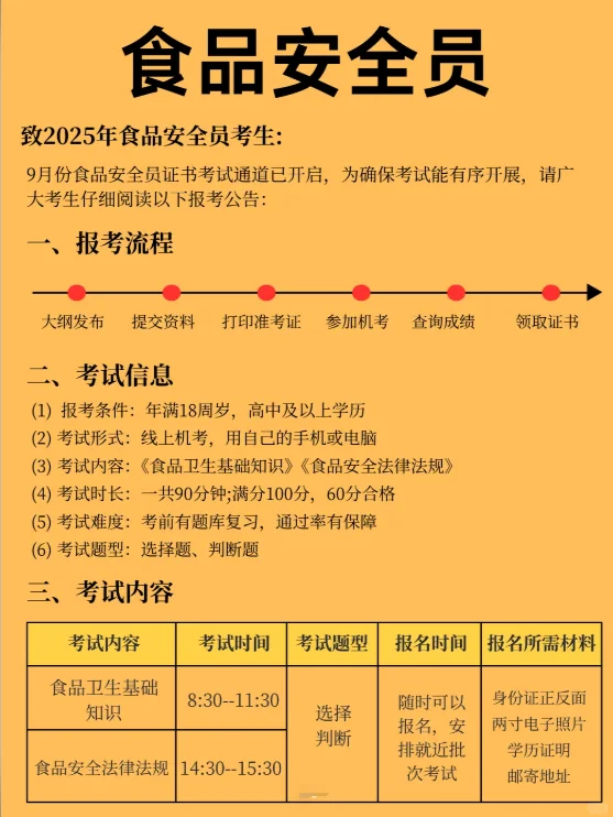 食品安全员证书报考攻略！0基础可冲