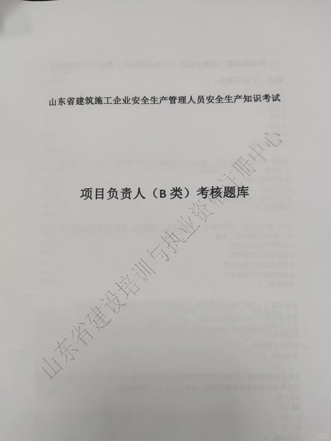 山东项目负责人（B类）考核题库