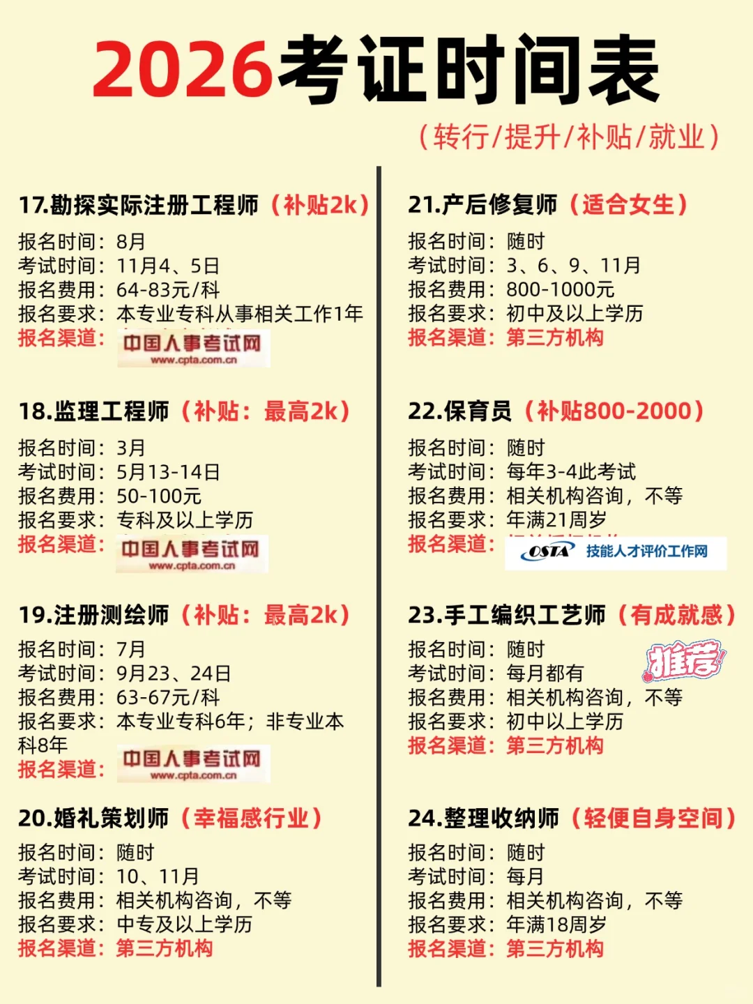2026考证时间表！超全整理🔥