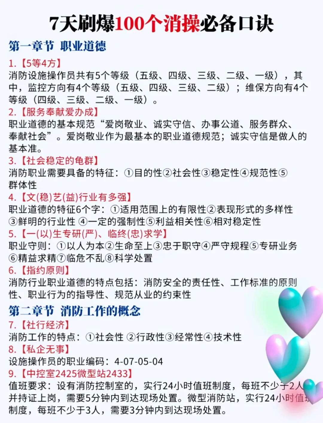 中级消防设施操作员，七天上岸必备口诀！