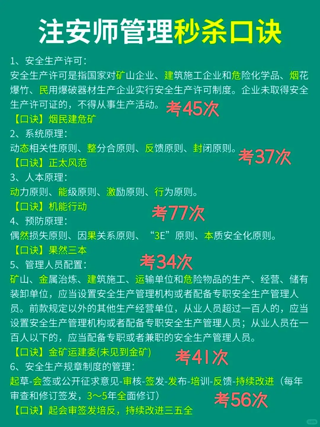 注安倒计时16天丨注安管理一定要背口诀!