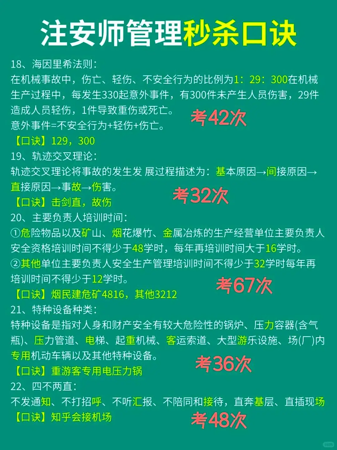 注安倒计时16天丨注安管理一定要背口诀!