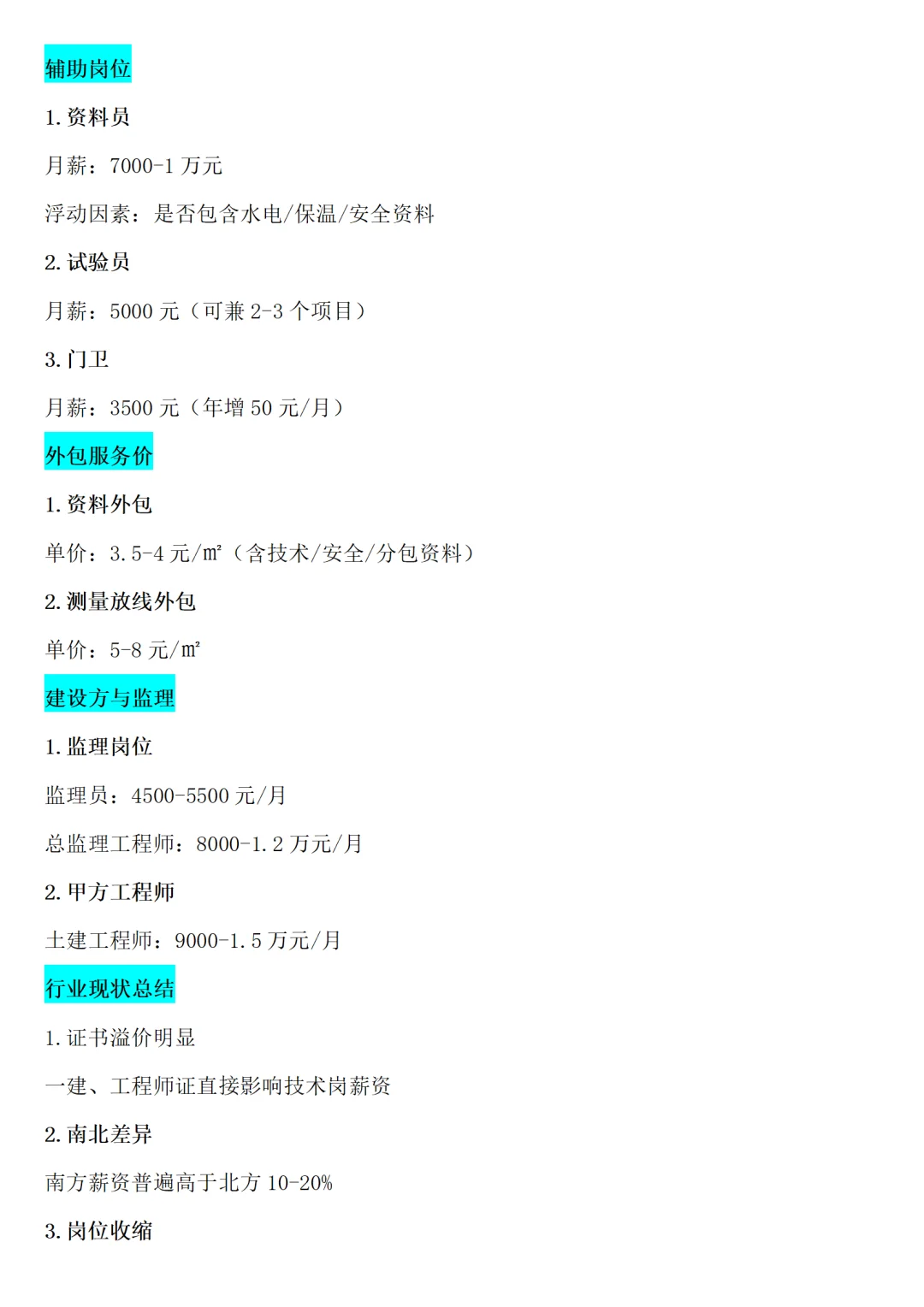 2025年工地管理人员工资标准（最新版）