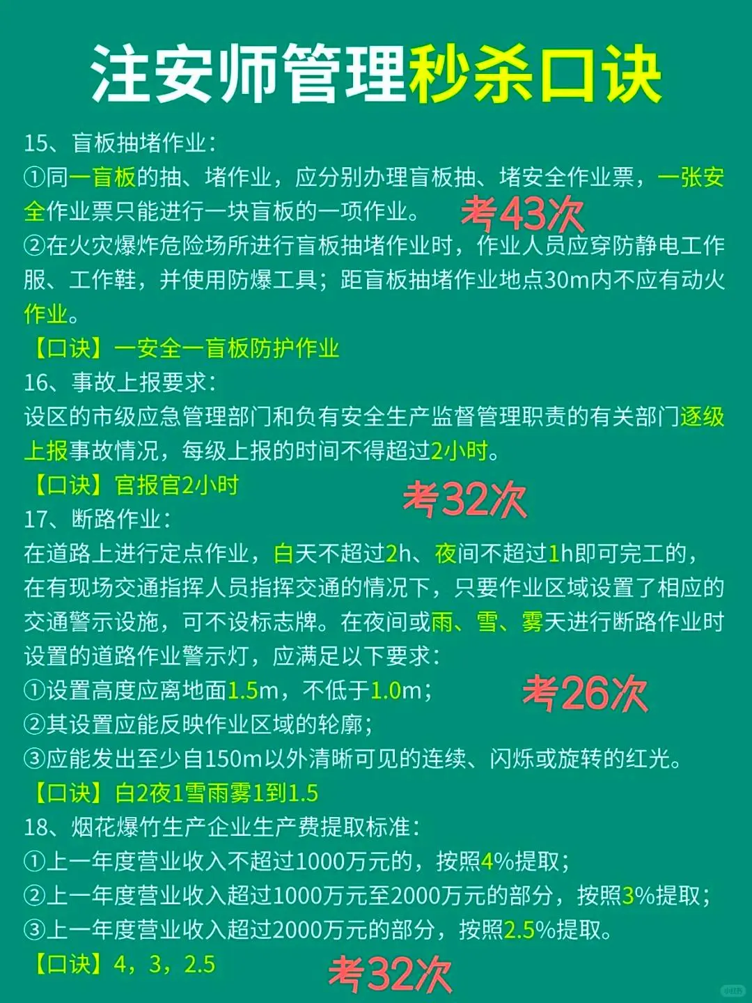 注安倒计时16天丨注安管理一定要背口诀!