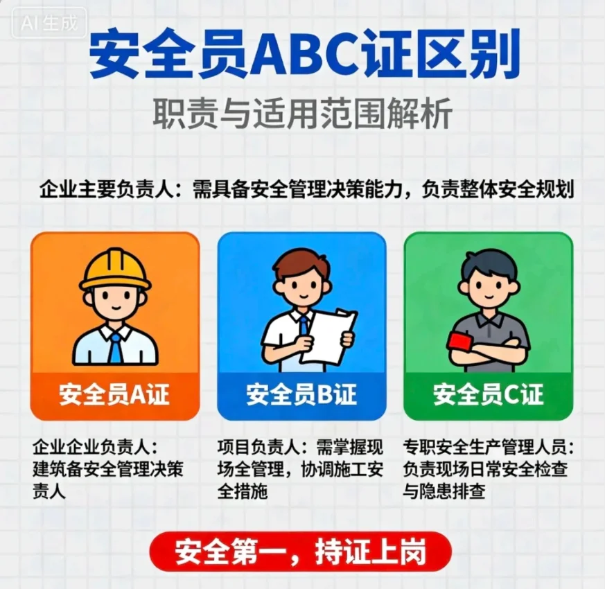 安全员abc类证书的区别？哪个含金量高？