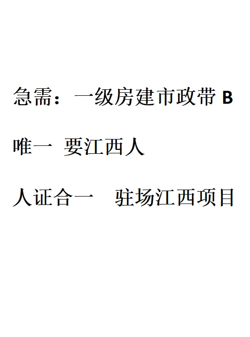 急需：一级房建 市政 带b 唯一 人证合一