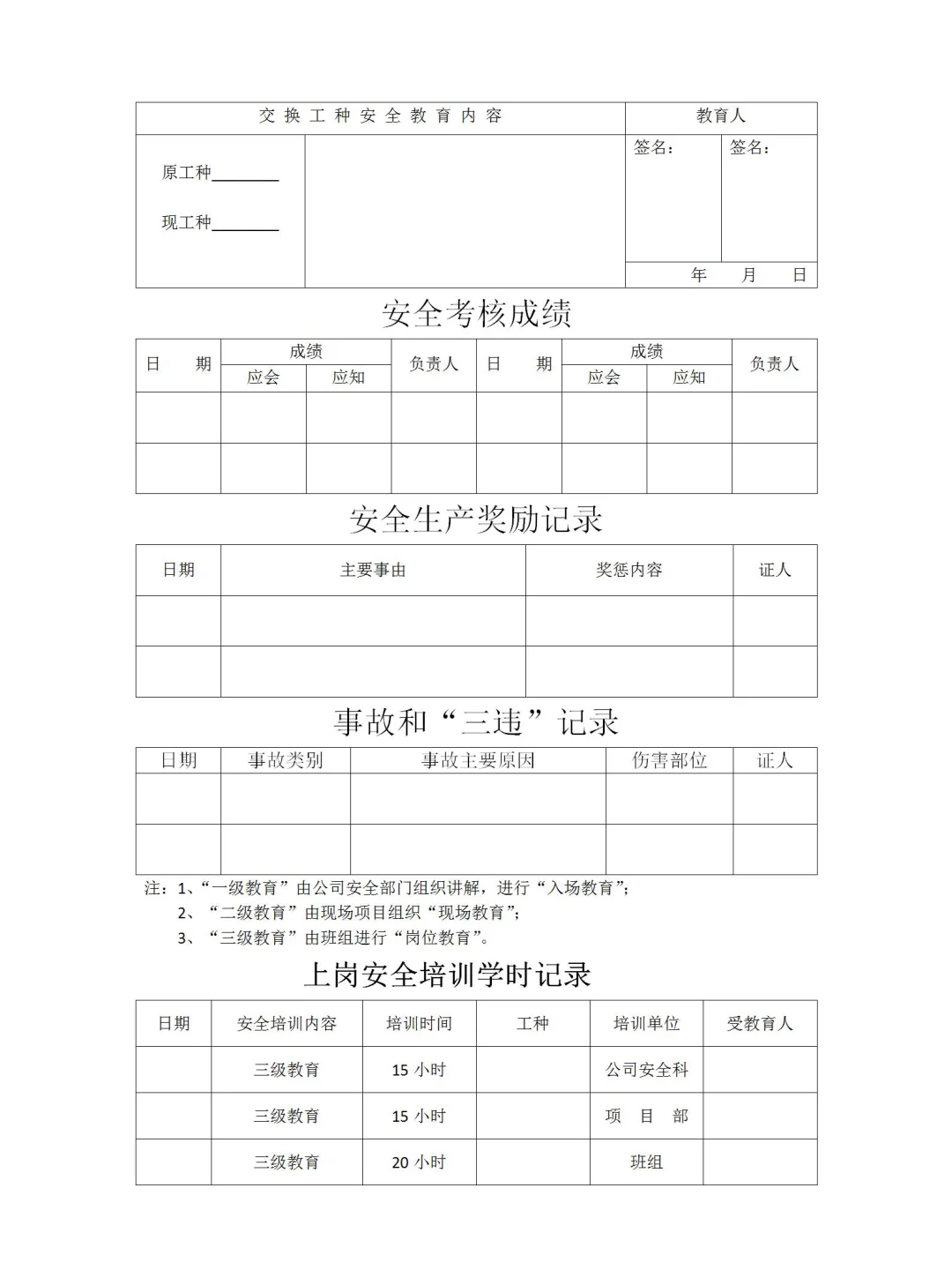 一人一档安全教育模板