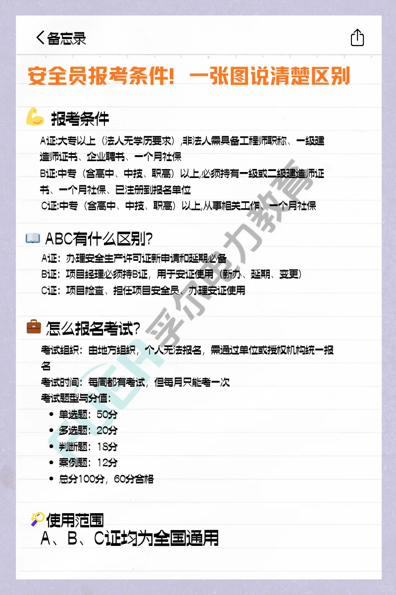 安全员ABC区别来了