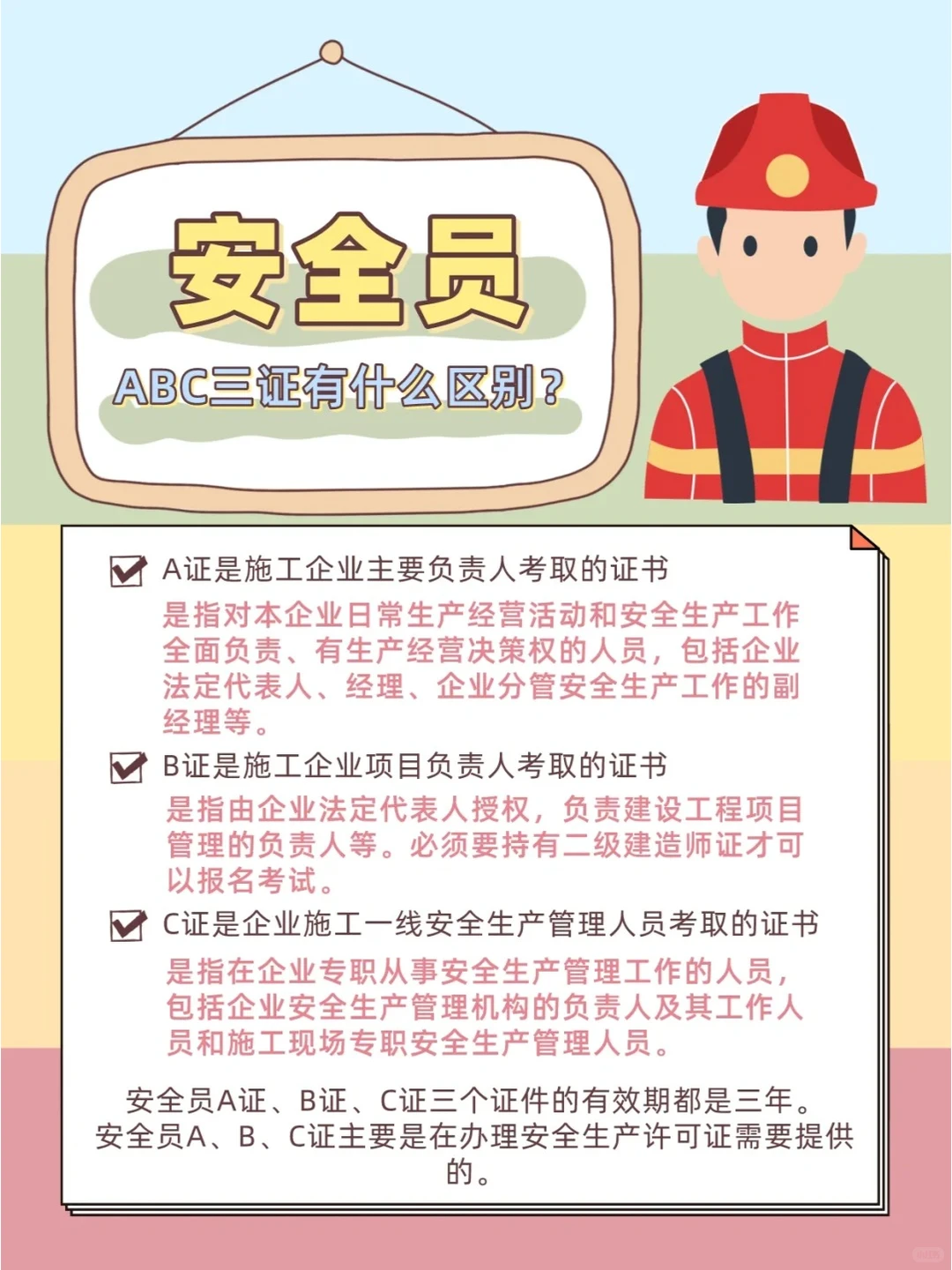 安全员ABC证书有什么区别❓❓
