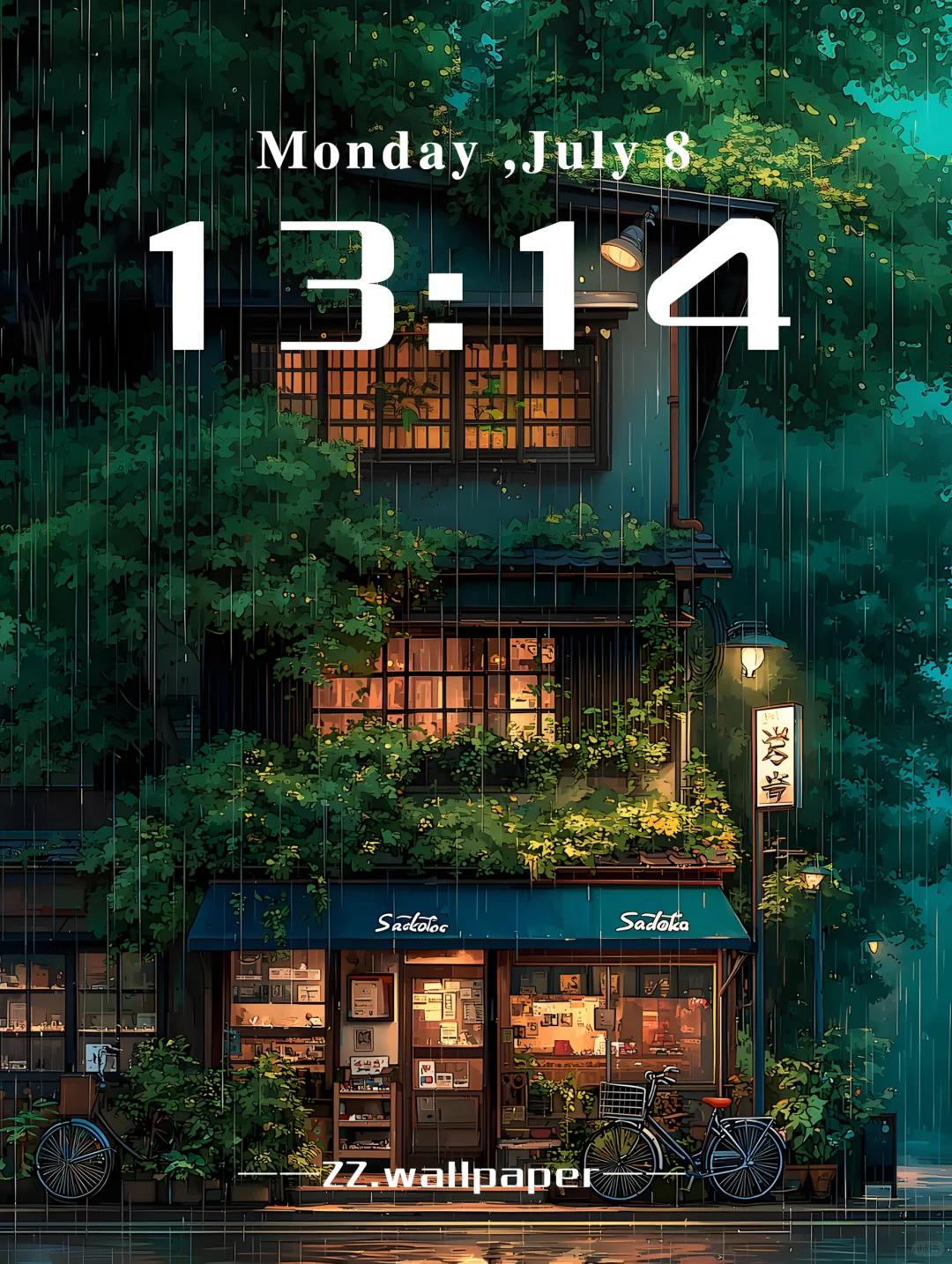 治愈插画壁纸｜雨天咖啡店🌧️