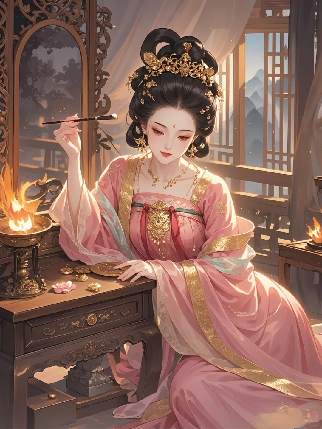 须臾日射燕脂颊，一朵红酥旋欲融