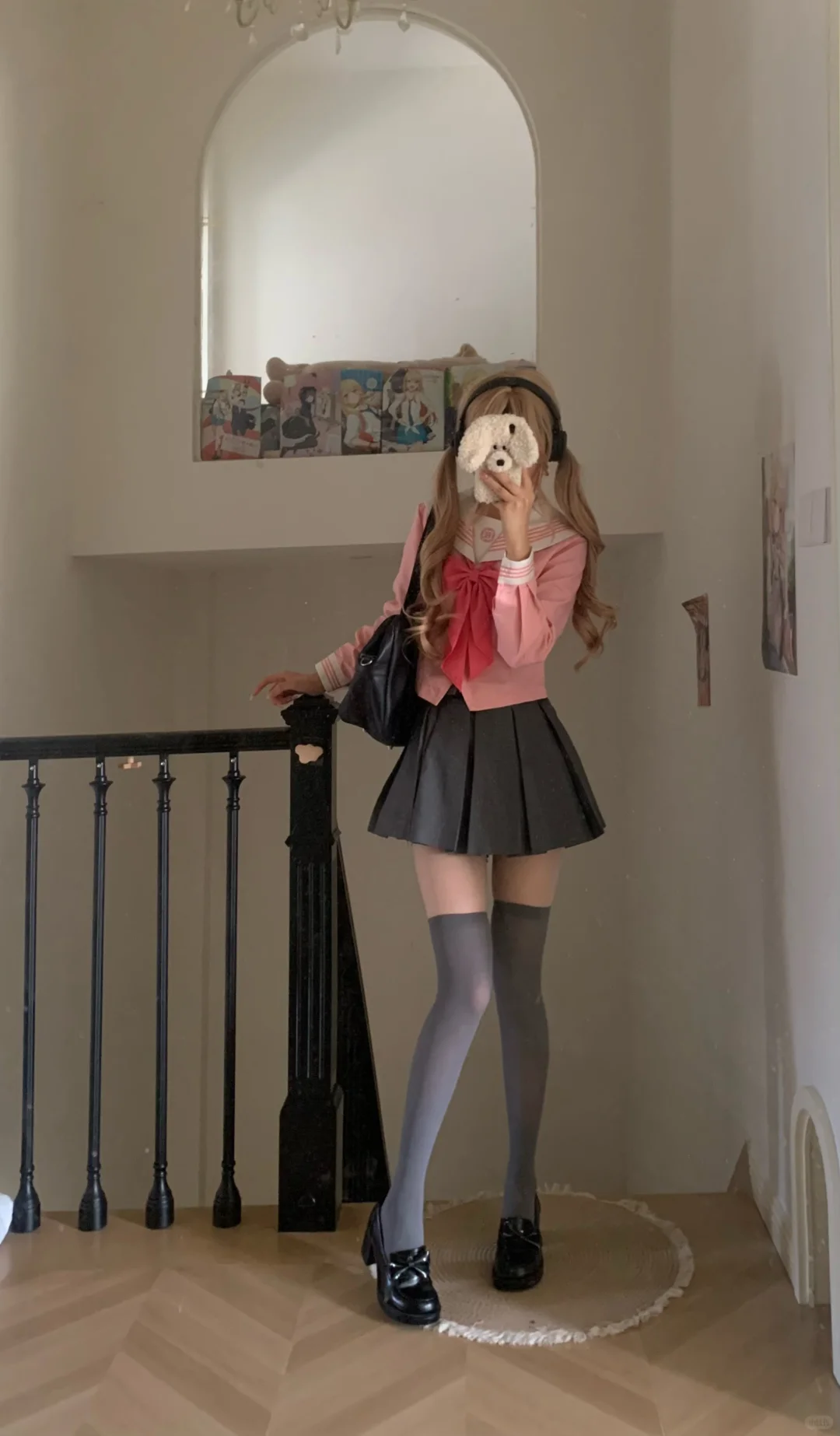 测评一下！柔雾粉美肤袜 叠穿灰色过膝袜