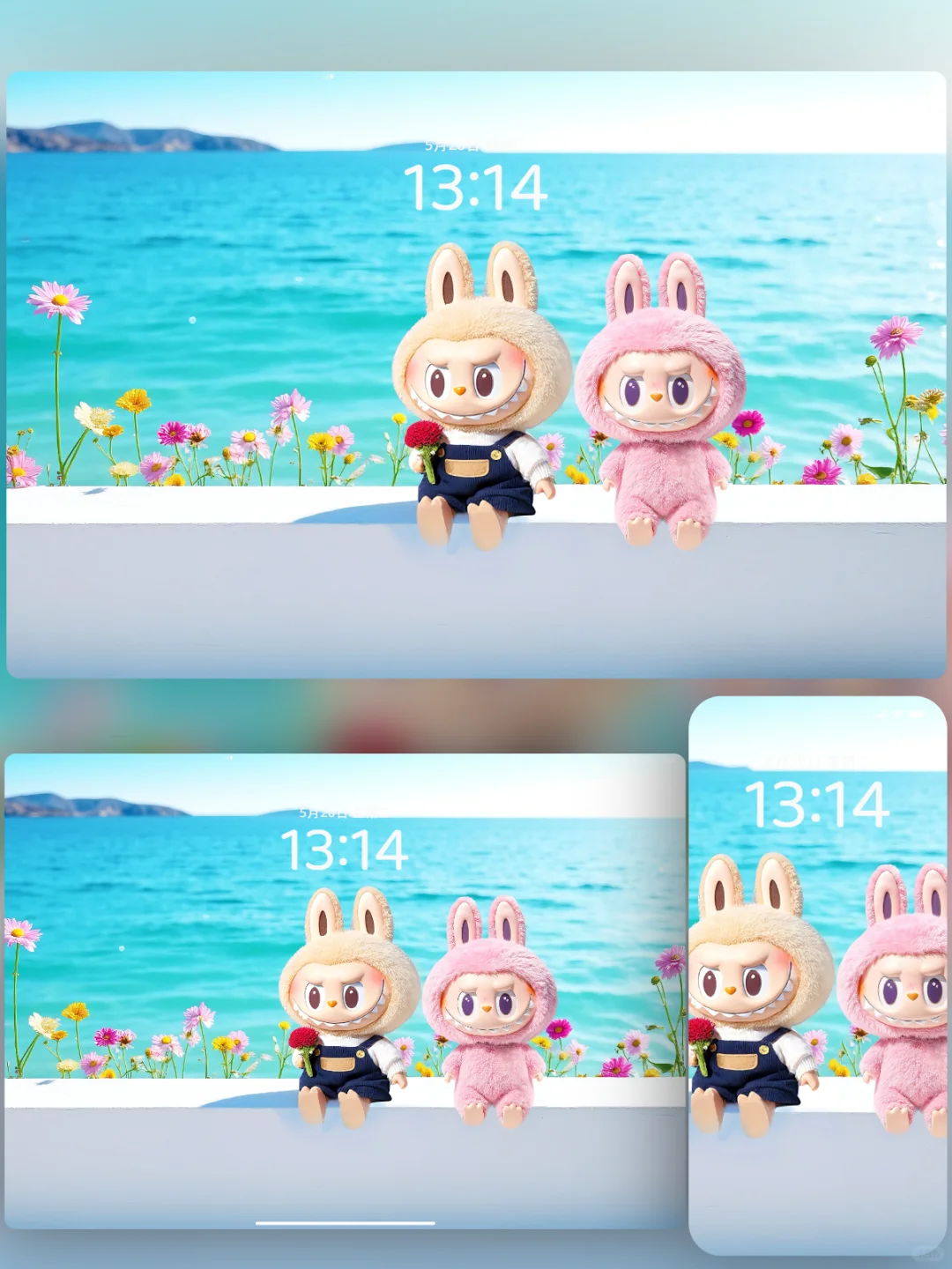 🌸Labubu的海边闲情 |拉布布壁纸