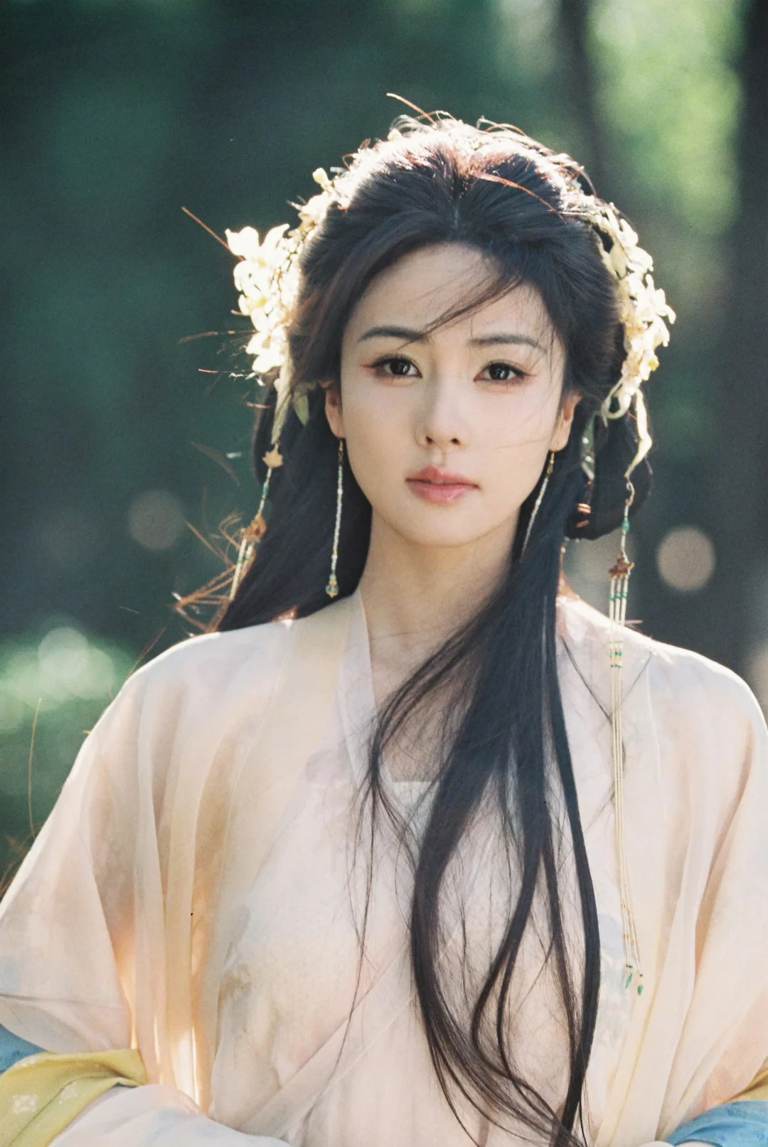临江仙｜花如月浅米色纱裙妆造