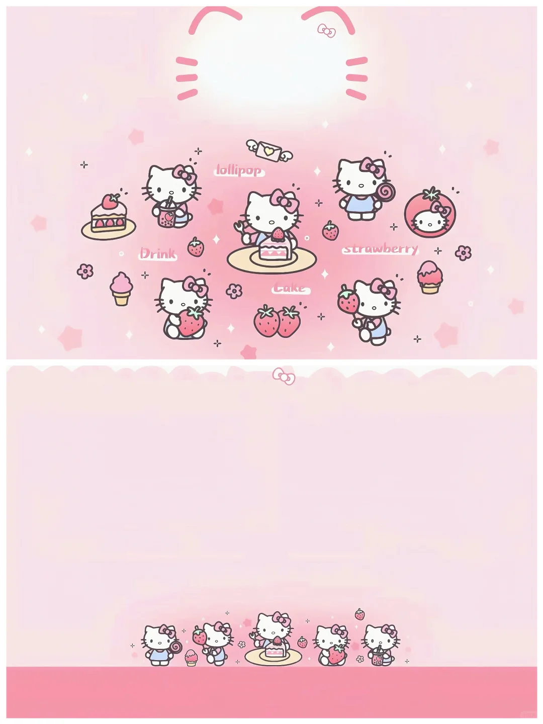 🤍Hellokitty草莓🍓下午茶时间平板壁纸🩷