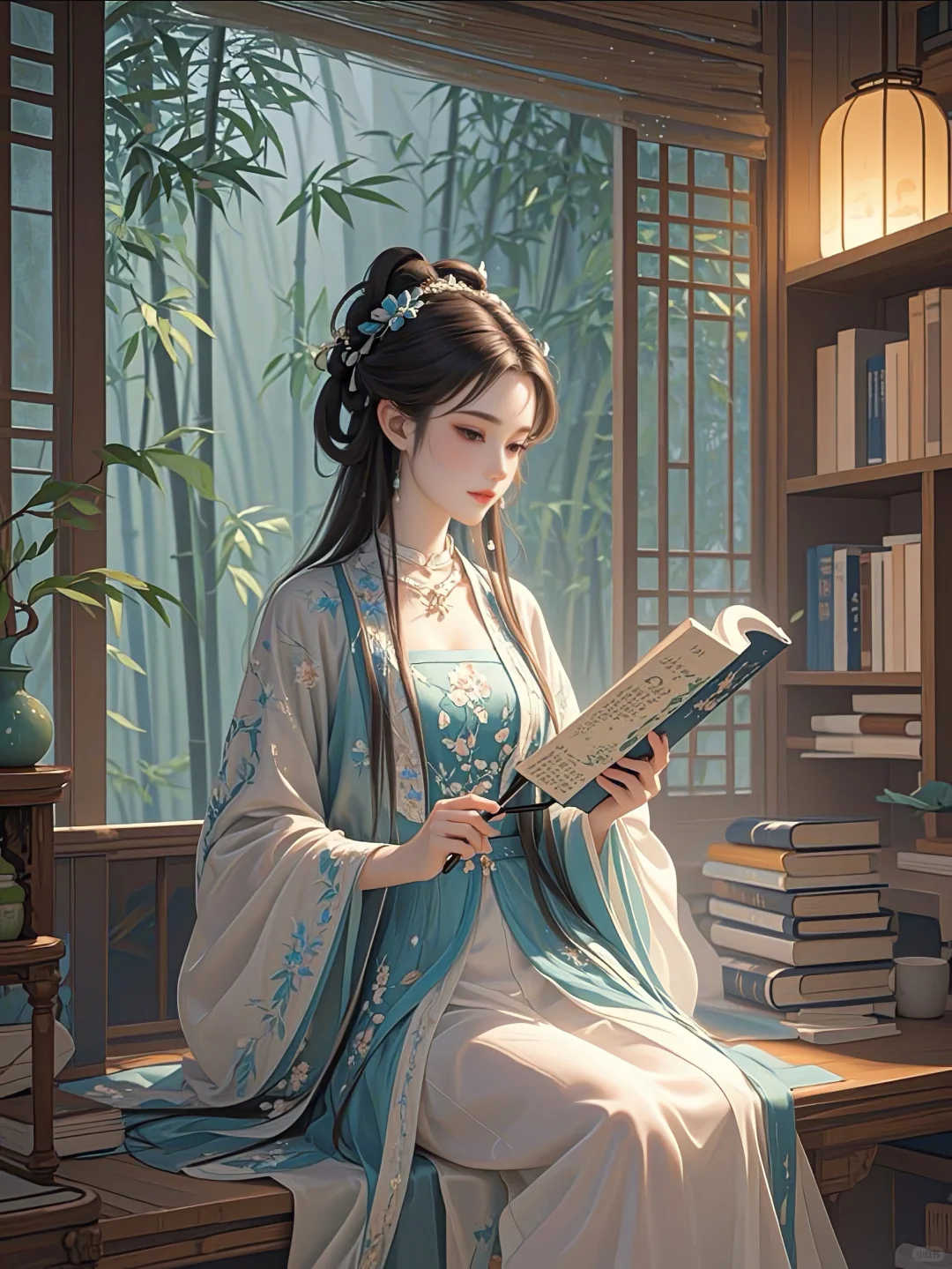 古风头像｜窗前读书美人身，书卷轻翻诗意真