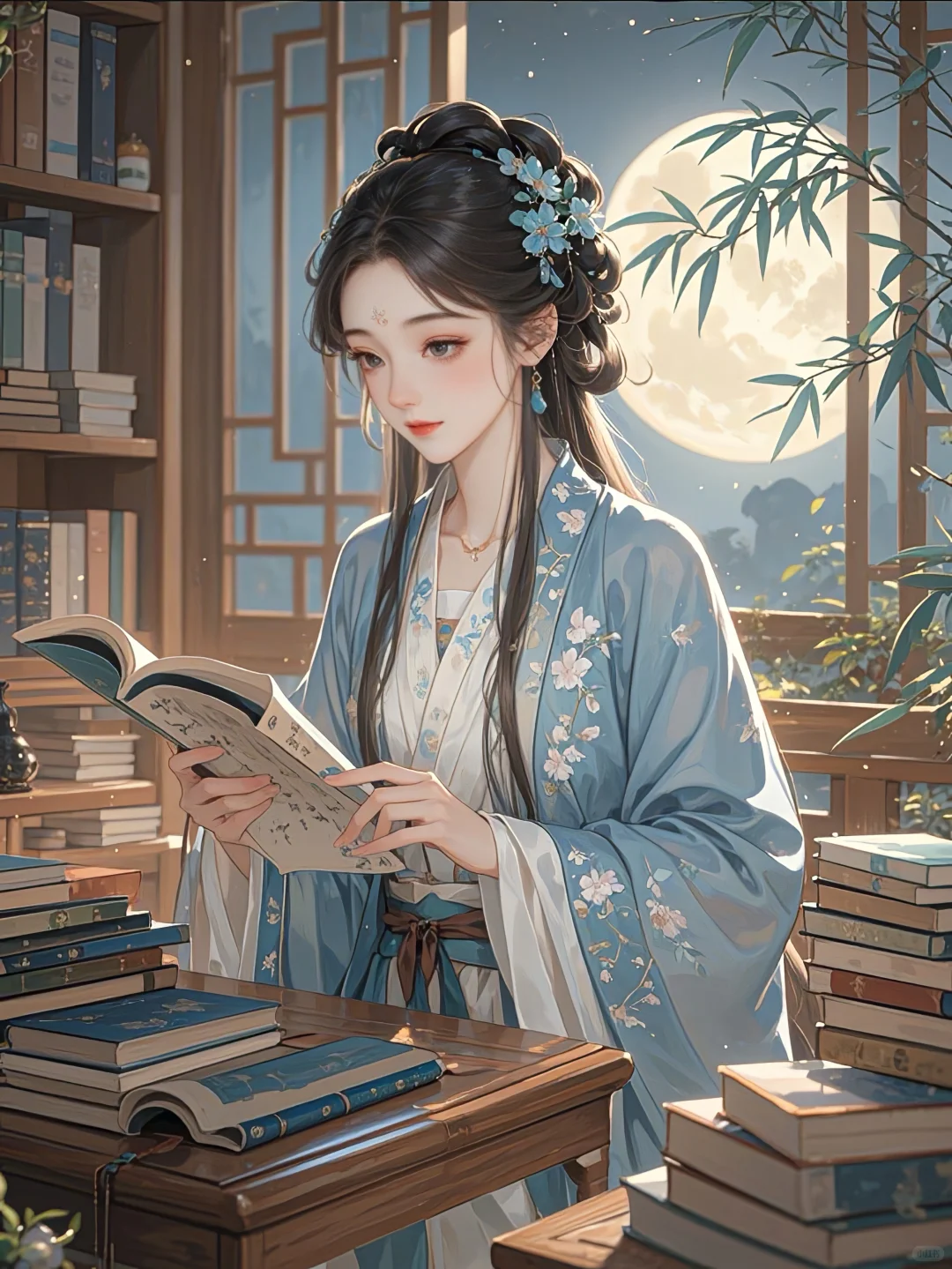 古风头像｜窗前读书美人身，书卷轻翻诗意真