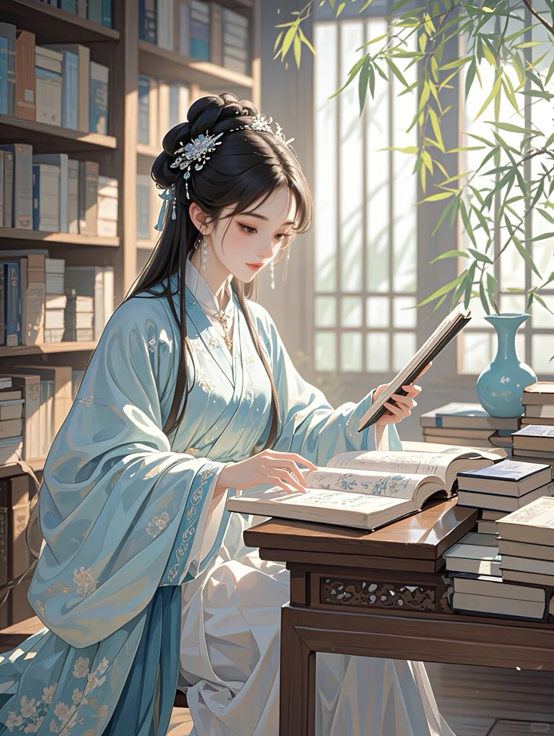 古风头像｜窗前读书美人身，书卷轻翻诗意真
