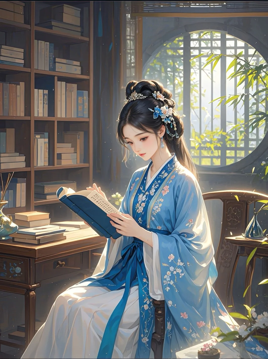 古风头像｜窗前读书美人身，书卷轻翻诗意真