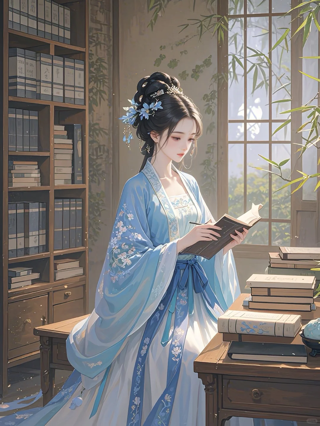 古风头像｜窗前读书美人身，书卷轻翻诗意真